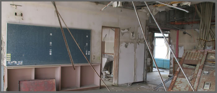 津波の被害を受けた小学校